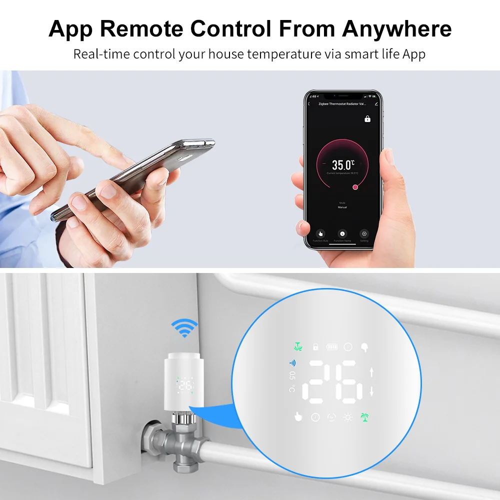 Tuya ZigBee3.0 Thermostat Radiator Actuator Smart TRV Thermostatic Valve Temperature Controller Support Alexa Google Home