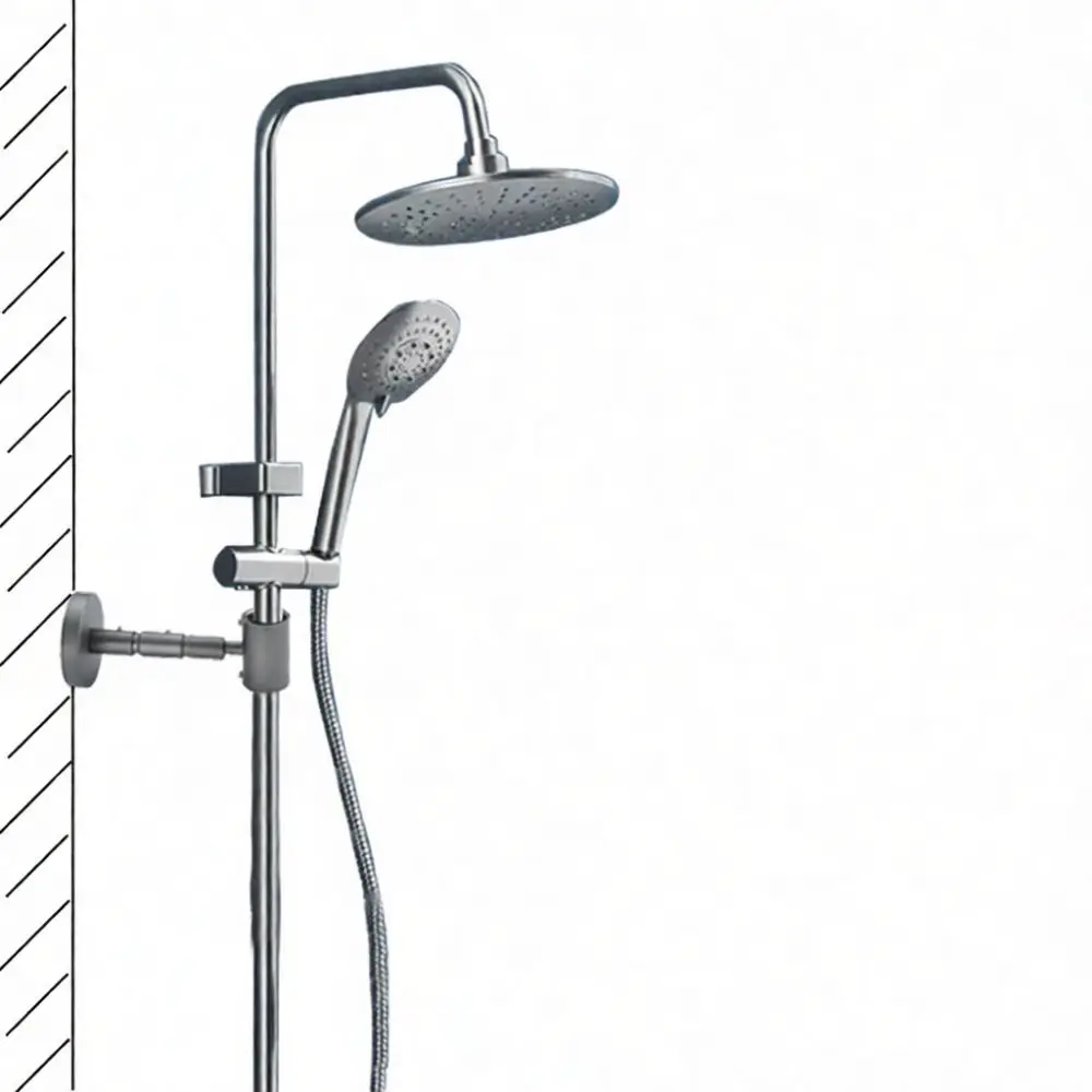Grey Shower Head Holder Adjustable Replacement Bracket Wall Mounted Rail Slider Mounting Base Bathroom Accessory