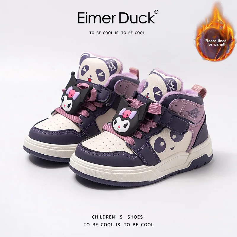 

Kulomi/большие хлопковые кроссовки среднего размера для девочек, новинка 202, зимняя нескользящая теплая хлопковая обувь на шнуровке для детей среднего и старшего возраста