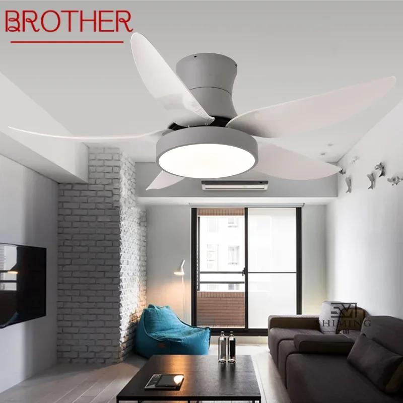 BROTHER Modern Fan Light LED Luxury Living Room Restaurant Bedroom Study Ceiling Fan Light Remote Electric Fan Light