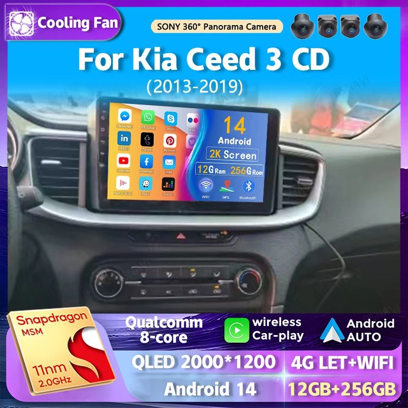 

Android 14 wifi+4G Carplay AUTO BT Car Radio For Kia Ceed 3 CD 2013-2019 Navigation GPS Video Player Stereo Multimedia DVD DSP