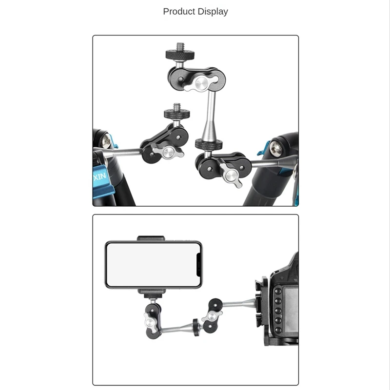 Super Clamp With Multifunctional Magic Arm Double Ball Head Super Clamp Mount 1/4 Thread Adapter For DSLR Cameras