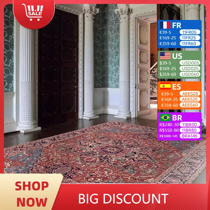 Light Luxury Vintage Living Room Carpet Foldable Machine Washable Decoration Coffee Tables Bedroom Rug Plush Mat Ковер Tapis 러그