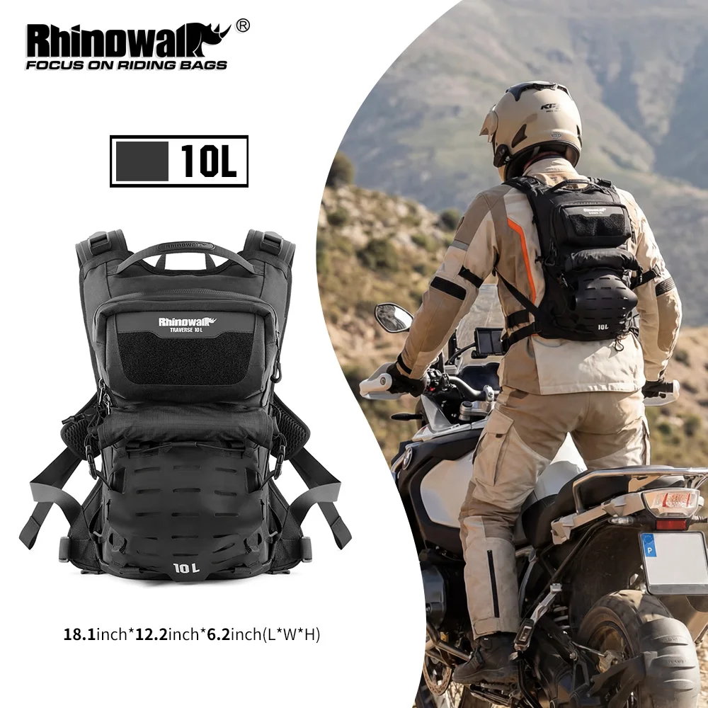 Rhinowalk Motor Backpack 10L Waterproof Outdoor Riding Bag With Quick-release Magnetic Buckle Protective Cushioned Back Panel