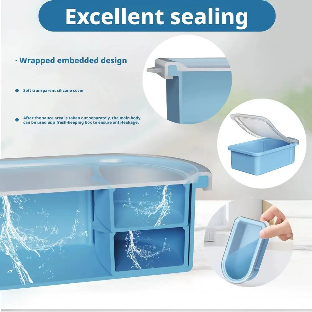 

Silicone Snack Container Fresh-keeping Portable Packaging Box Silicone Capacity Lid Large Seasoning With Sauce Detachable B M8V2