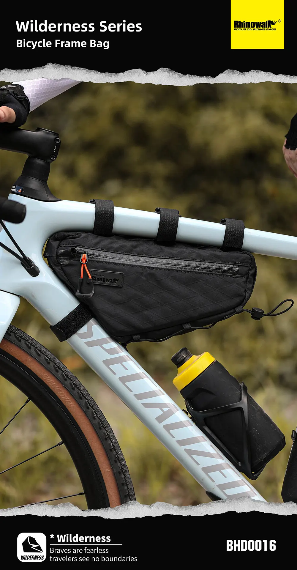 Rhinowalk Fahrrad-Rahmentasche, 1,7 l, dreieckige Fahrrad-Unterrohrtasche, spritzwassergeschützt, MTB-Straßenfahrradtasche, vermeiden Sie die Beinstütze, 1,5 l Wasserbeutel – Detail 2