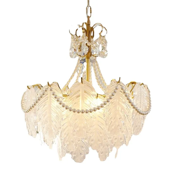 

French, light luxury, simple, crystal, bedroom, chandelier, living room, pearl