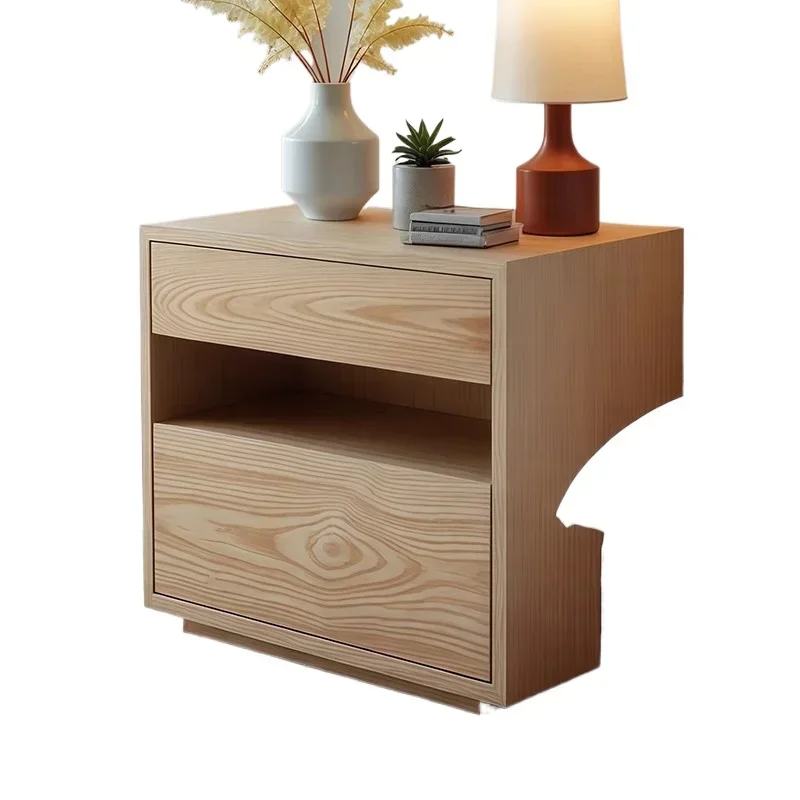 

medieval solid wood bedside table, living room bedroom household, bedside storage cabinet, designer storage cabinet