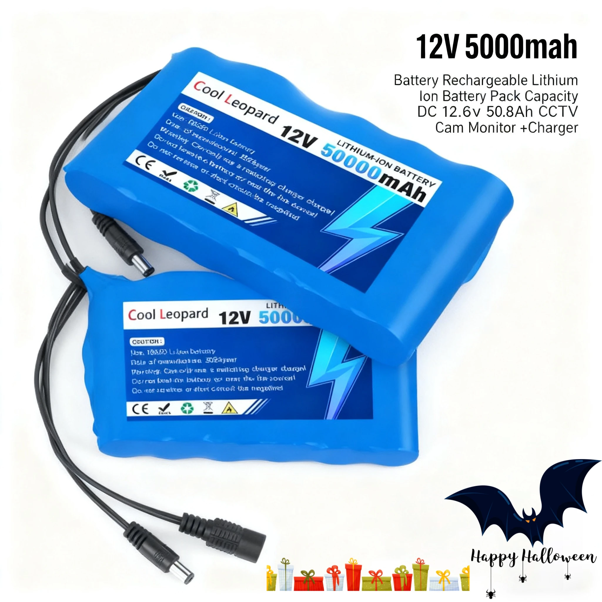 

12V 50000mAh 3S2P 18650 Lithium ion Battery Pack,for LED Lamp Game Console Backup Power +12.6V Charger