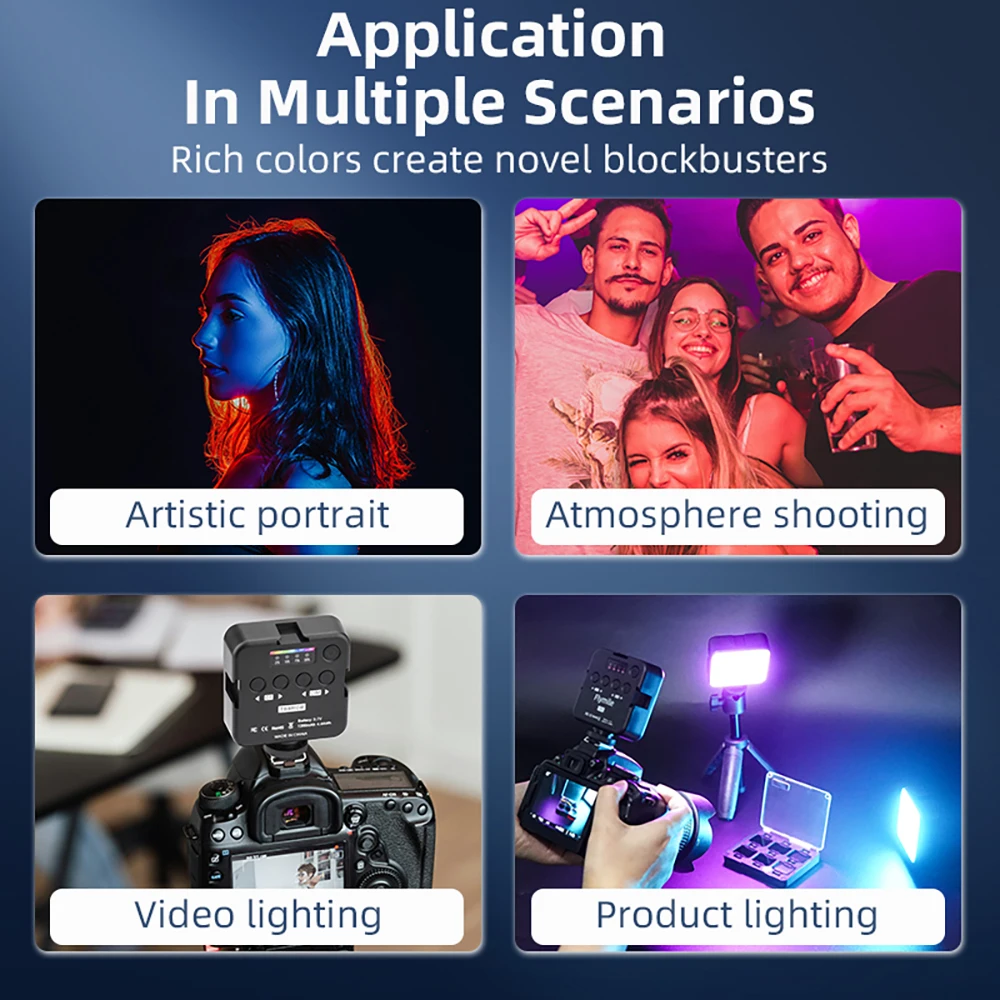Flymile RGB 비디오 조명 LED 카메라 필 라이트 2500-9000K CRI 95+ 사진 조명 Sony/DSLR/Canon 용 디밍 가능 패널 램프