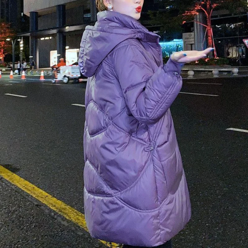 2023 New Women Down Cotton-Padded Jacket Mid-Length Loose Hooded Cotton-Padded Coat Thick Warm Jacket