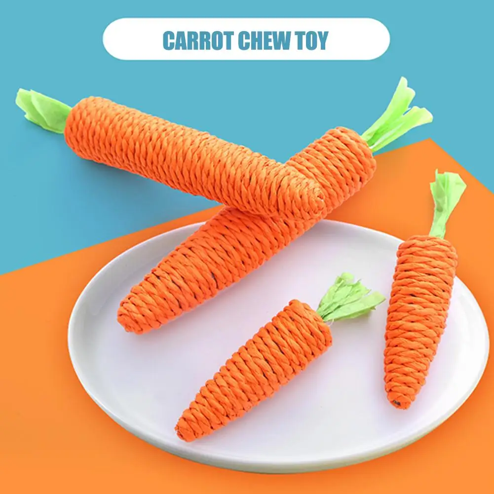 Cute Cat Chew Toy With Sound Carrot Uddle Cat Stick Scratch Anti-bite Stick Cat Since Pet Teething Cat Board Supplies Fun F T7R0