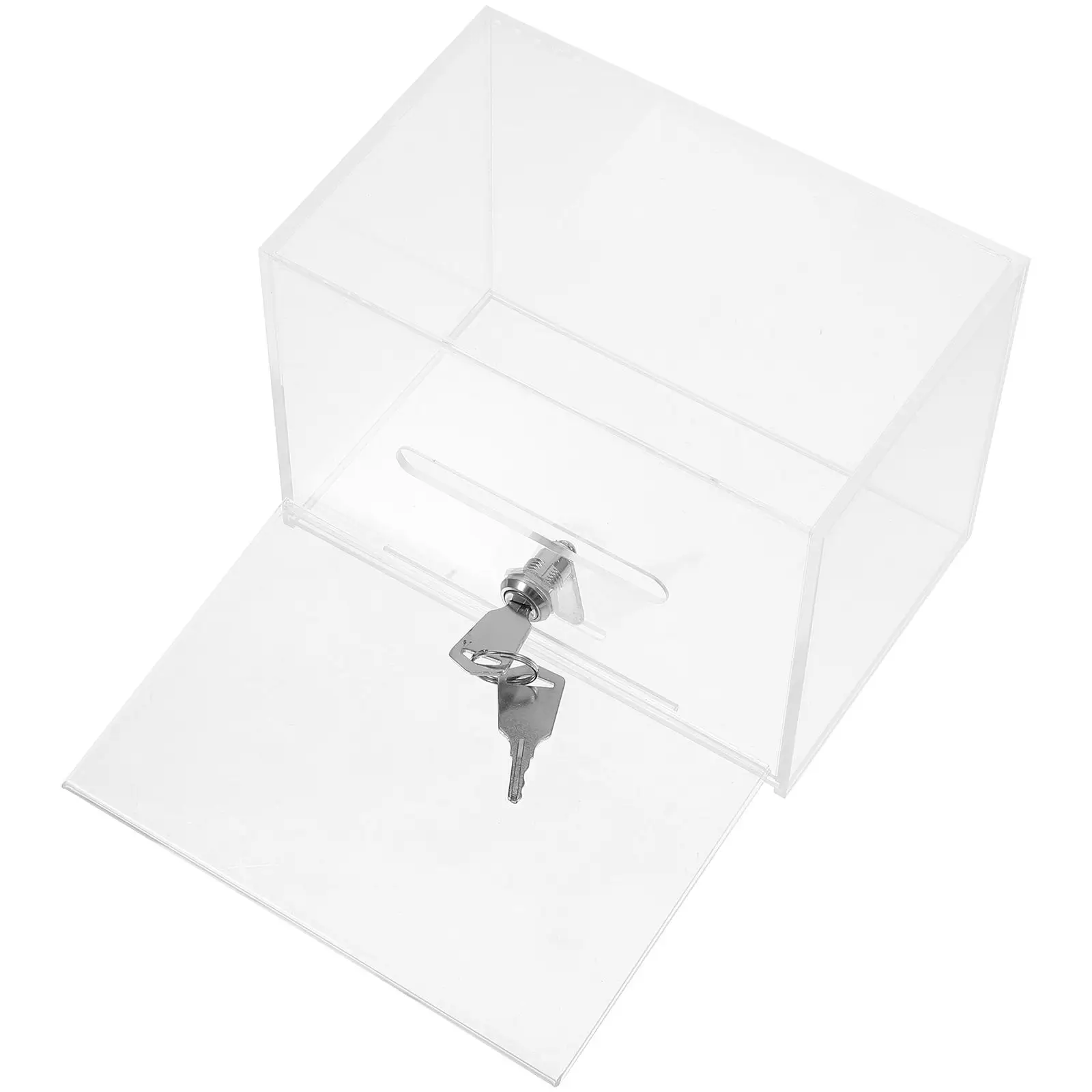 ロックとサインホルダー付きアクリル募金箱提案投票箱ロック可能な投票箱投票コメントボックステルクコンテスト用 F