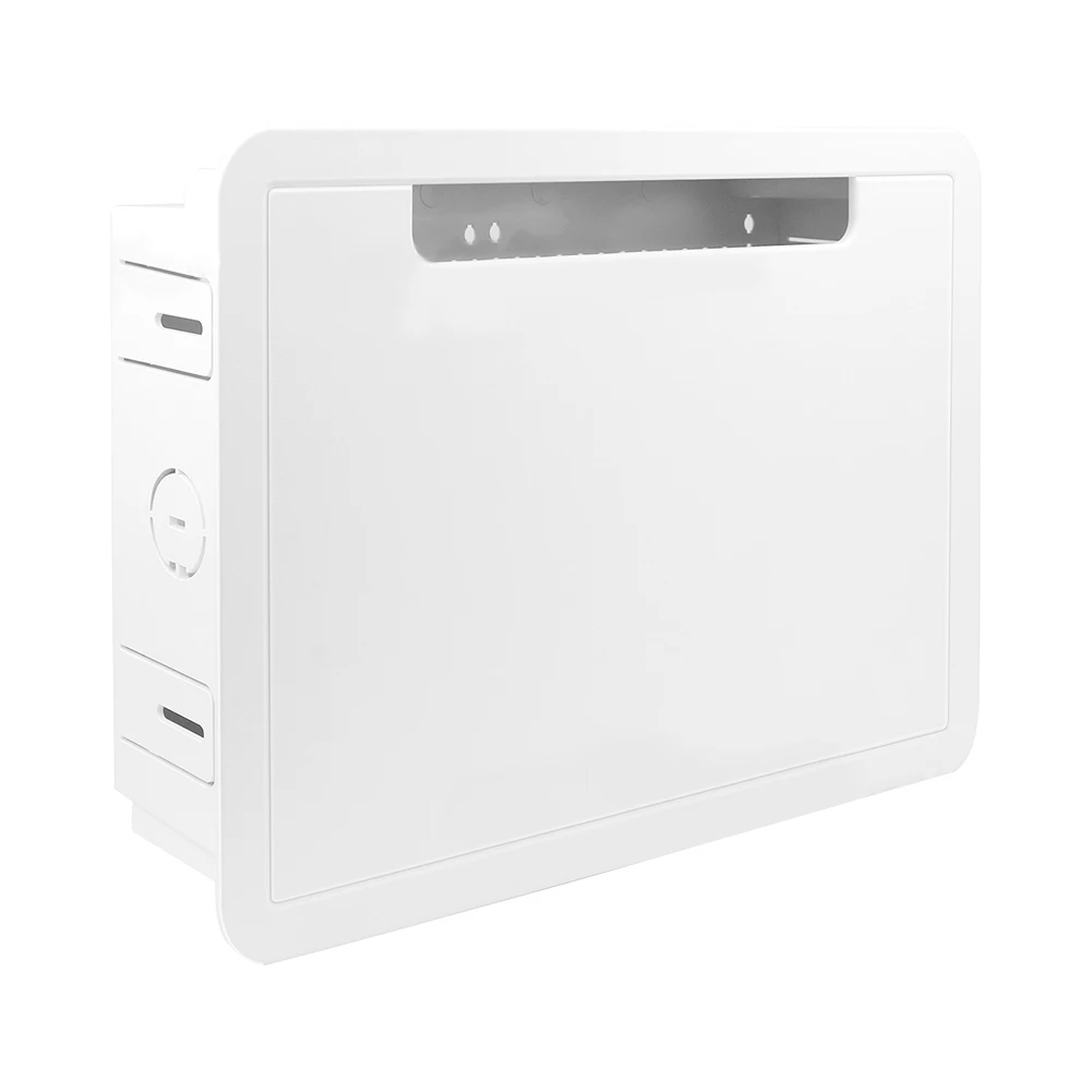 

Wall TV Media Box 9 Inch Recessed Enclosure with Power Outlet and Network Management for Organized Entertainment Setup