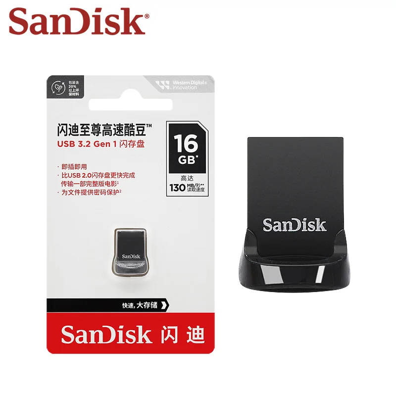 Original SanDisk Ultra Fit USB 3.2 Gen 1 Flash Drive 16GB 32GB 64GB CZ430 128GB 256GB 512GB Mini USB Disk Memory Stick For PC