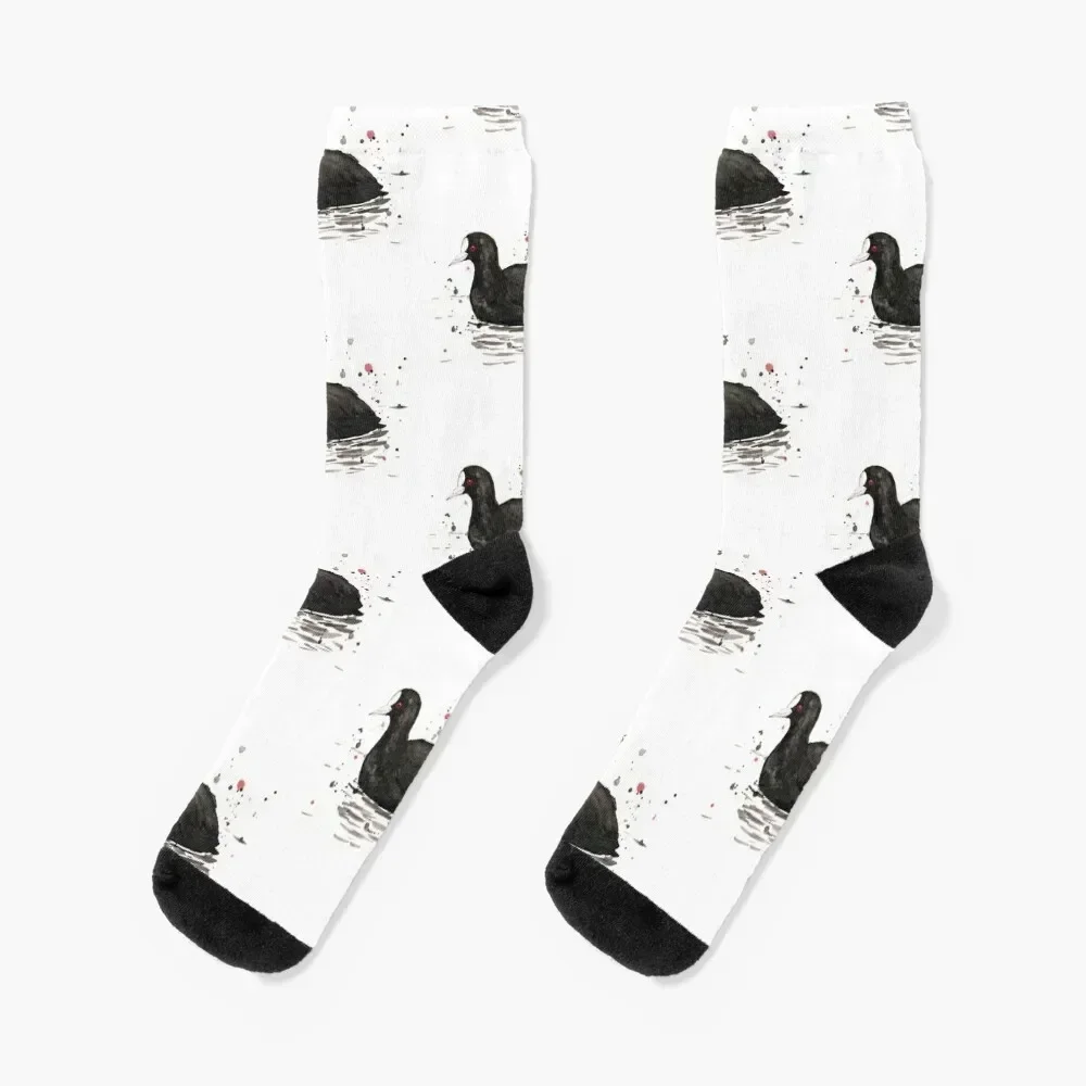 An ink drawing of a common coot. Socks anti slip football cotton ankle sport Designer Man Socks Women's