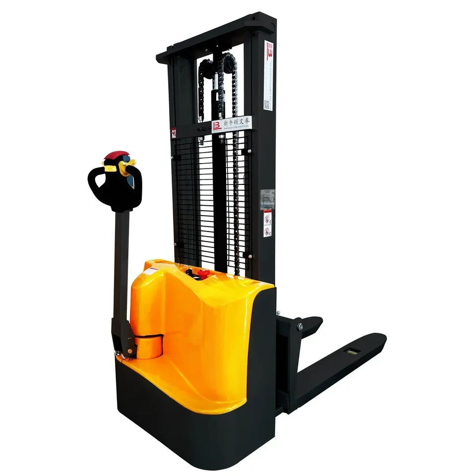 Lifting semi electric pallet stacker walking type electric stacking truck forklift