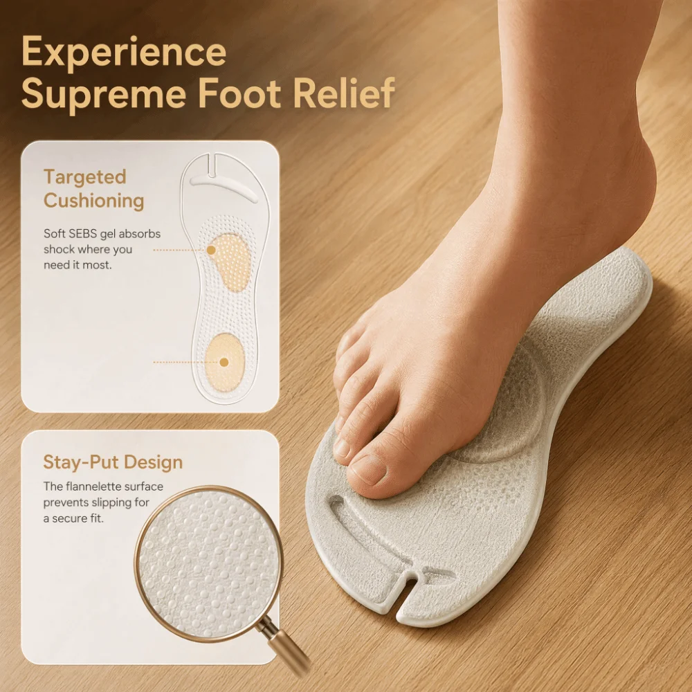 2 Pairs Foot Arch Flip Flop Insoles Light Weight Feet Cushion Tabi Insoles Full Palm Non-Slip Sandals Lining Feet Care