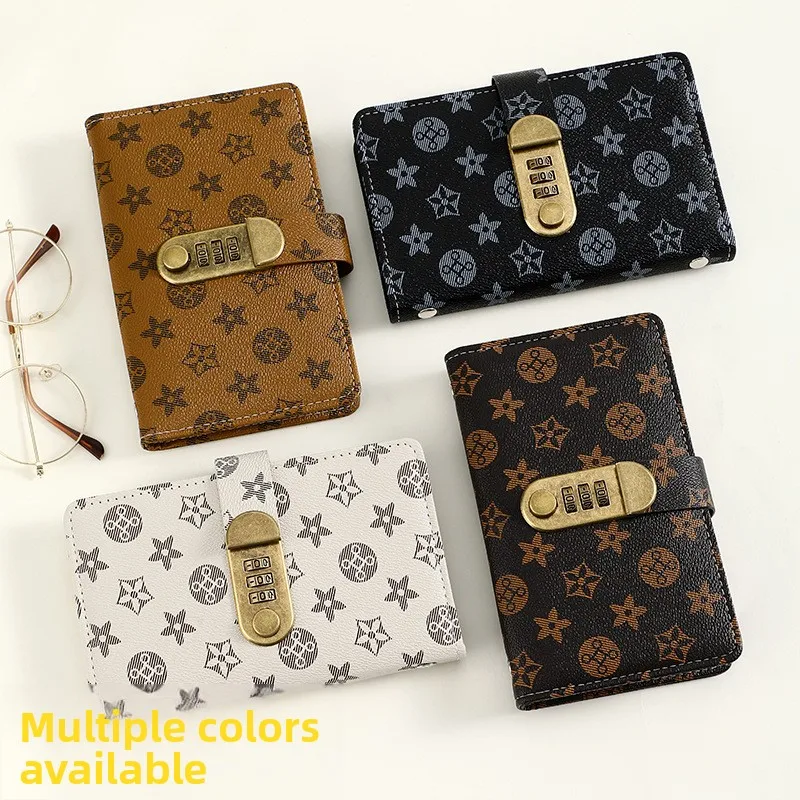 Het nieuwe geldboek met grote bloemenwachtwoordvergrendeling kan 1W geldclip geldboek met grote capaciteit A6 geldbesparend boek besparen