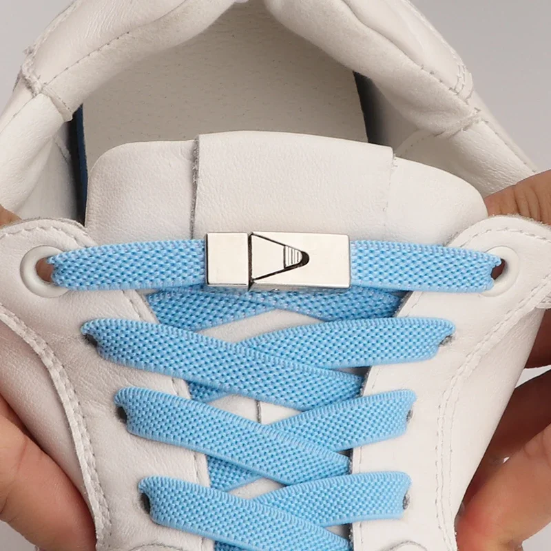 Press Lock Shoelaces Without Ties Elastic Laces Sneakers Kids Adult No Tie Shoe Laces 8MM Widened Flat Shoelace for Shoes New