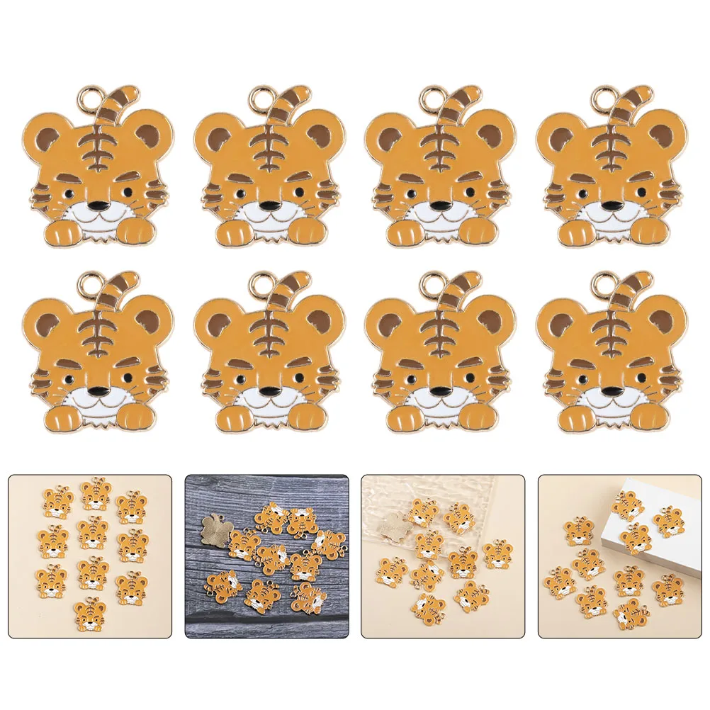 

10 Pcs Alloy Jewelry Accessories Charms for Necklace Making Bracelet Tiger Head Bulk