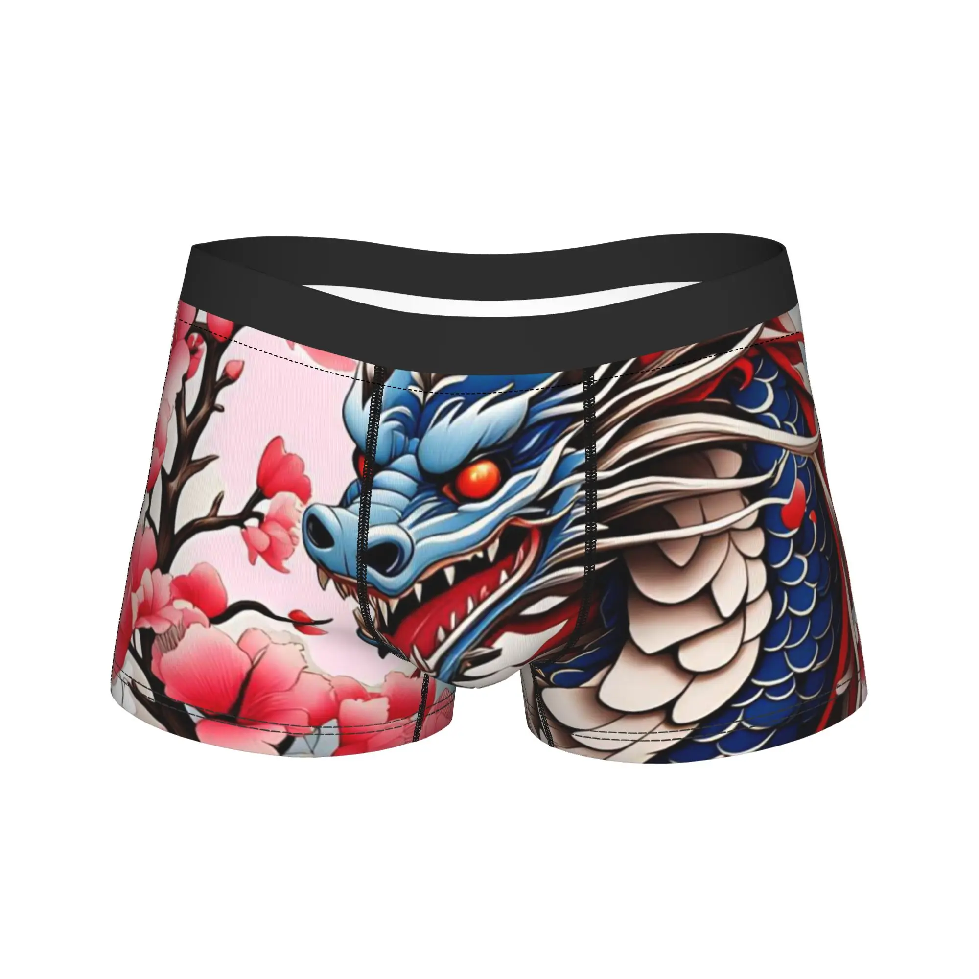 

Dragon Pattern Underwear Men Panties Print Breathable Boxer Shorts Quality Boxer Brief Big Size 2XL