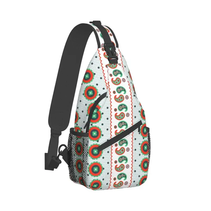 Cool Lace Dotted Paisley Pattern Sling Crossbody Backpack Men Boho Bohemian Shoulder Chest Bag for Hiking