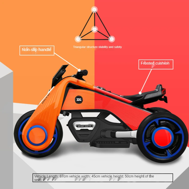 Triciclo da motocicleta elétrica das crianças brinquedos dos miúdos dos homens e das mulheres bateria do bebê unidade única carrinho de criança grande sentado