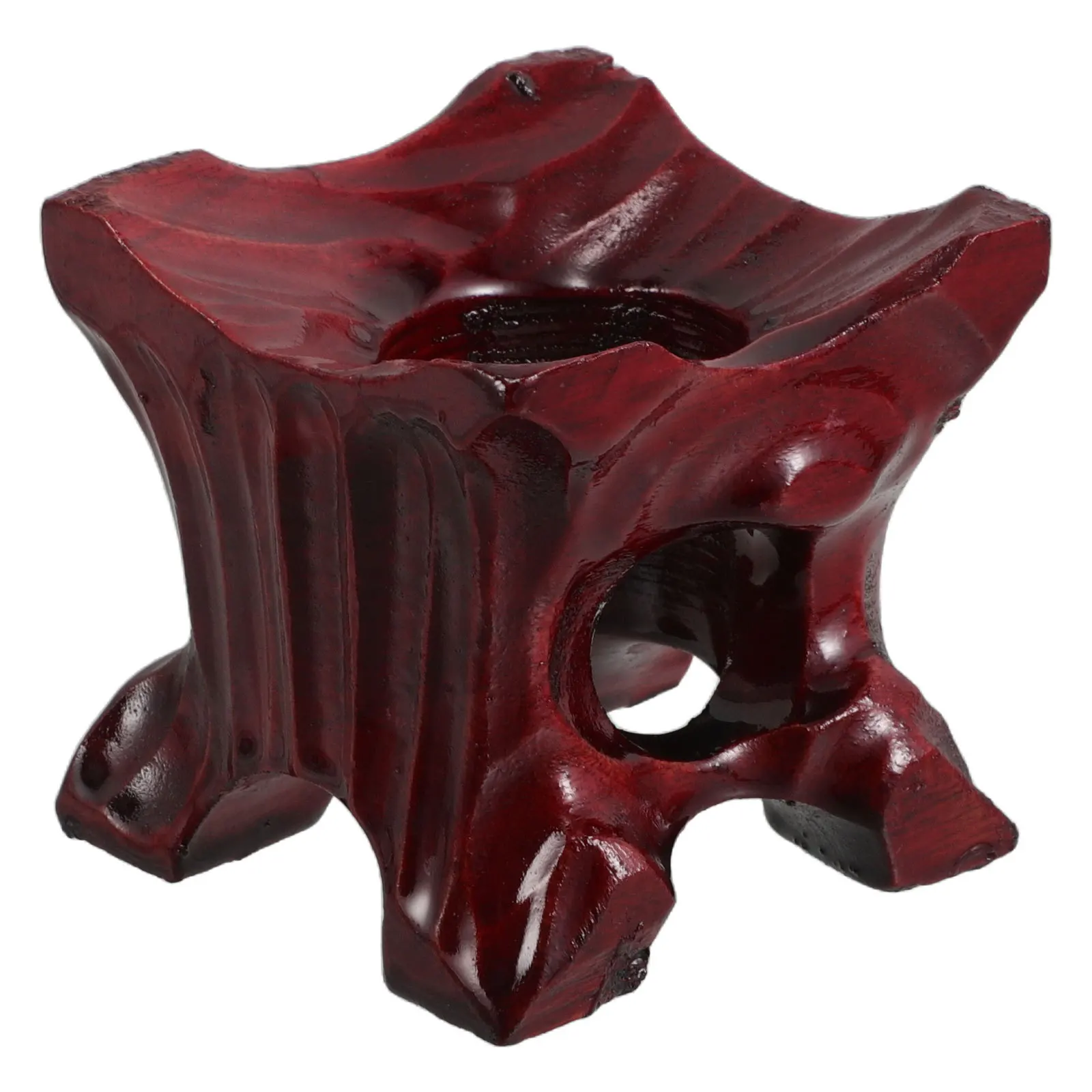 

Wooden Crystal Sphere Stand Solid Wood Irregular Groove Display Base Desktop Ornament Holder Decorative Sphere Display Pedestal