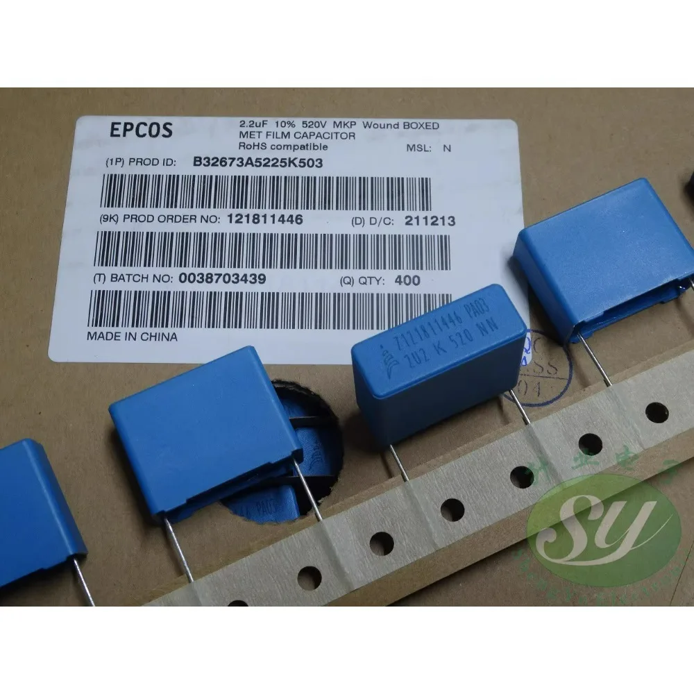 

5PCS EPCOS 2.2uf/520v 2u2 225 Brand new 22MM film capacitor B32673A5225K503