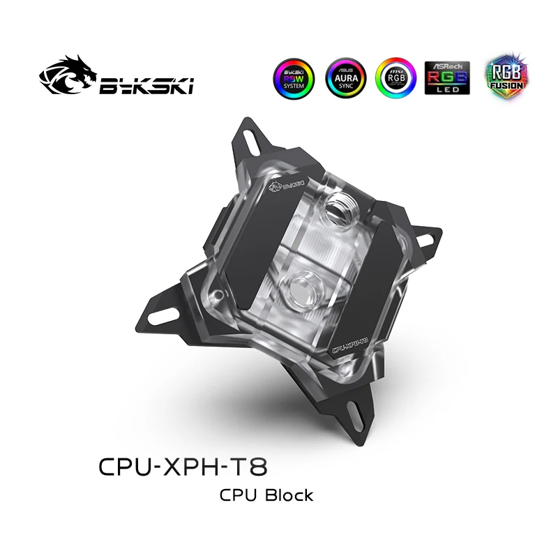 Bykski CPU-XPH-T8 CPU cooler processador de resfriamento de água bloco de água para Intel I7 Lga115x/2011/2066 RGB/RBW Iluminação