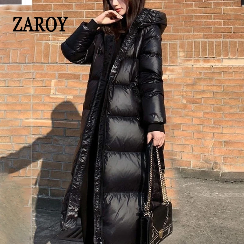 

ZAROY Women Long Jacket Winter Parkas Casual Windproof Outerwear Black Hooded Cotton-padded Overcoat куртка женская