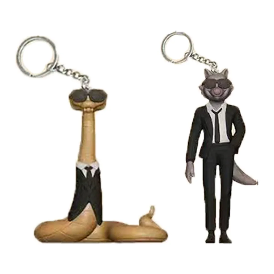 With keychain Movie The Bad Guys action figure Toy Kawaii Wolf Piranha Snake Shark Tarantula Anime Doll PVC Animal Toy Gift 24pc