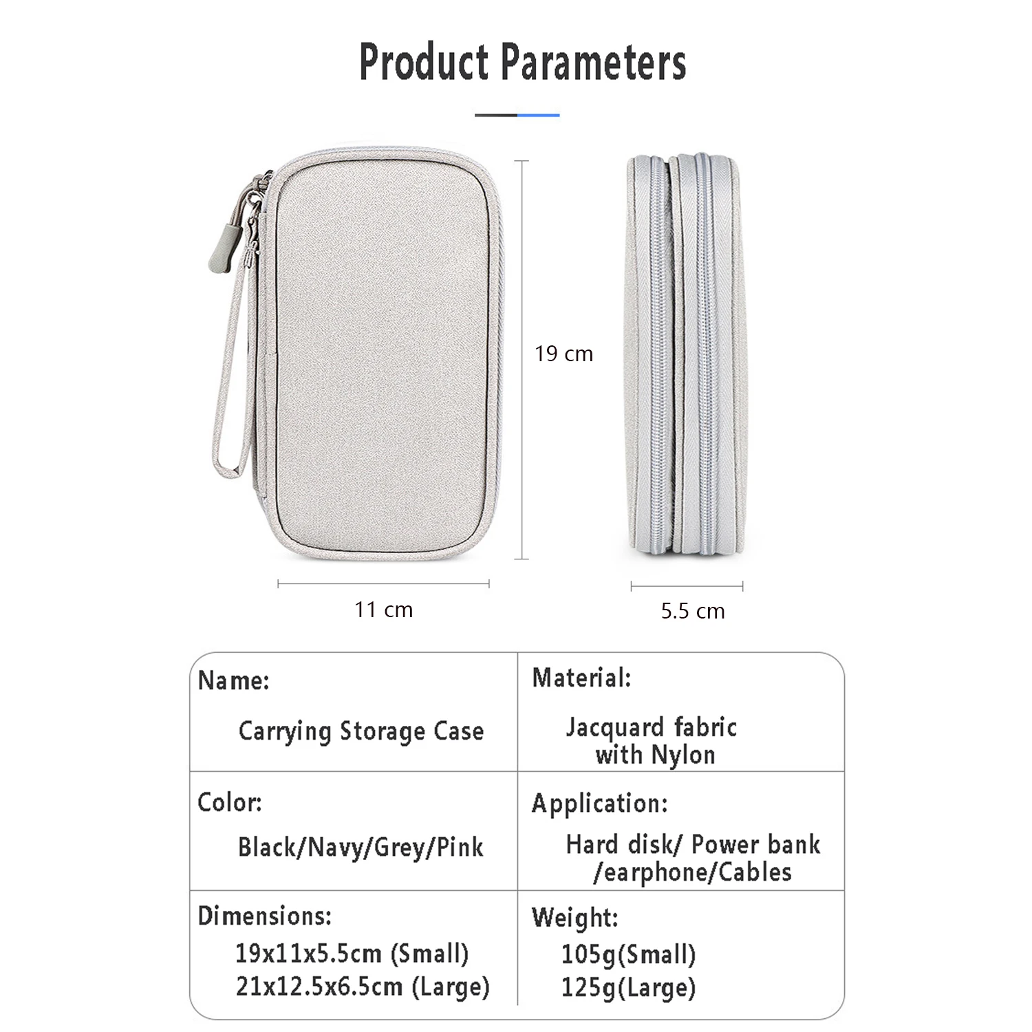 حقيبة تخزين كابل البيانات مقاومة للماء حقيبة تنظيم السفر حقيبة حمل محمولة حقيبة تخزين بطبقات مزدوجة لسلك كابل شاحن USB #6