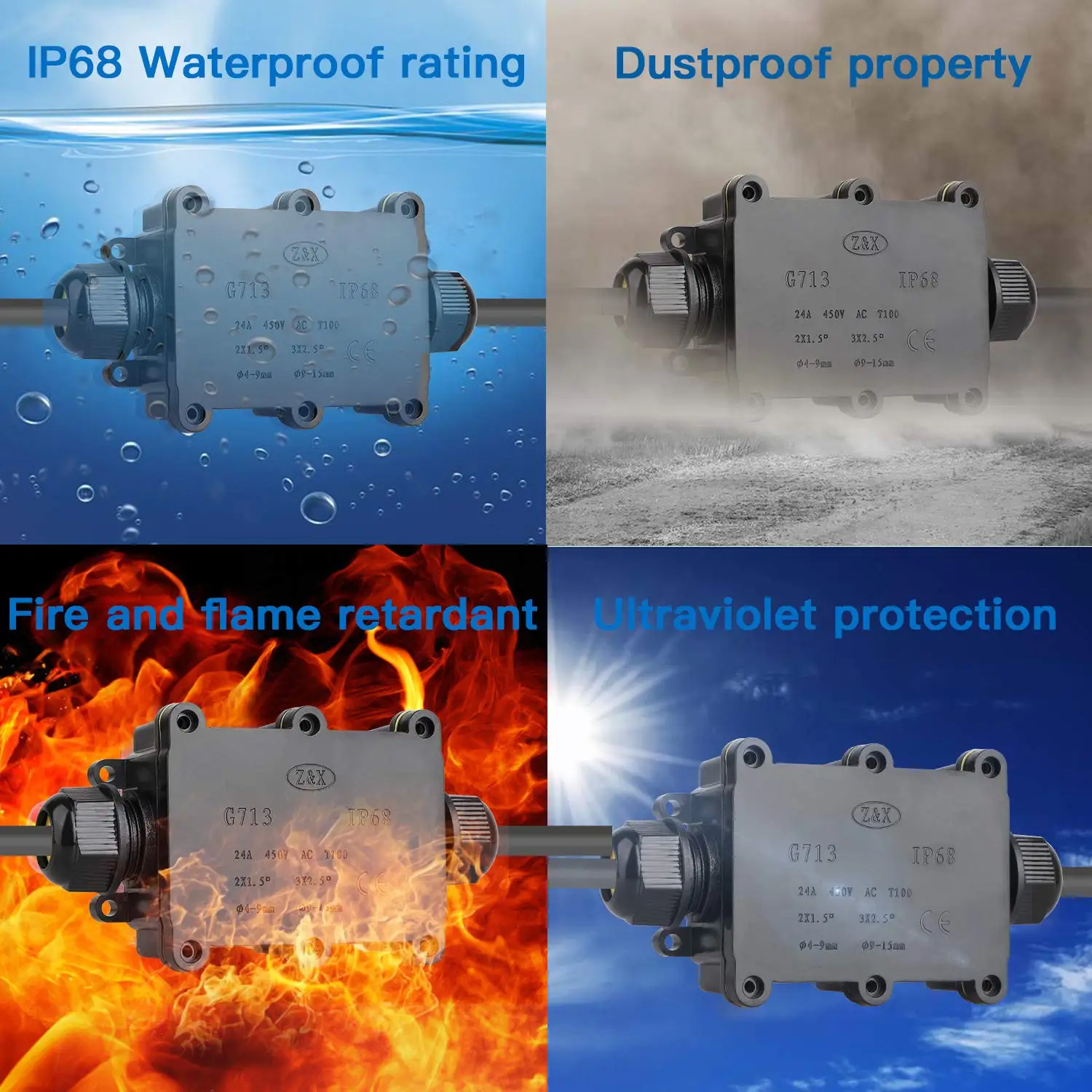 IP68 Waterproof Junction Box Electrical 2/3/4/5/6 Way Enclosure Block Cable Connecting Line Protection for Wiring Accessories