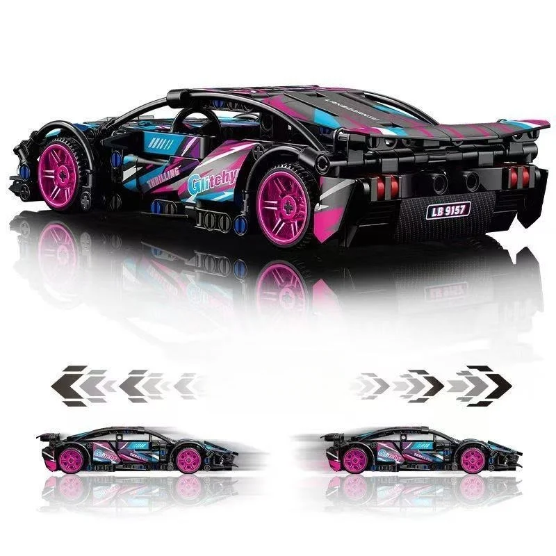 Modelo de ensamblaje de bloques de construcción de automóviles deportivos: recoger adornos para el hogar, el regalo de cumpleaños perfecto para los sueños de los niños