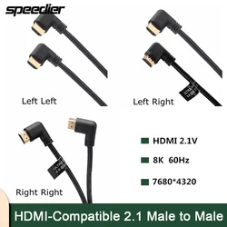 90 Degree Left/Right Angle 8K 60HZ UHD Ultra HD HDMI-Compatible 2.1V Male To Female Cable 4K 120HZ 15cm 50cm 1M for Xbox PS4 PS5