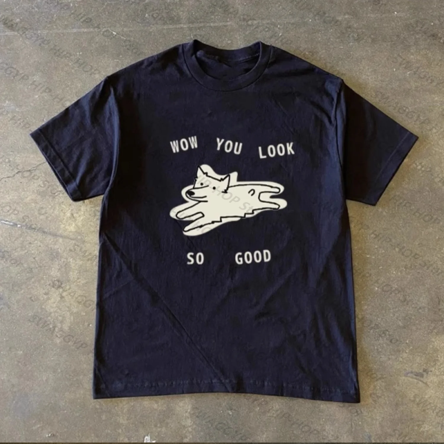 

[XNF Official Store]260 Of Grams Heavy Cotton! WOW YOU LOOK SO GOOD Pretty Puppy Dog Vintage Oversize Hiphop Street T-shirt Tops