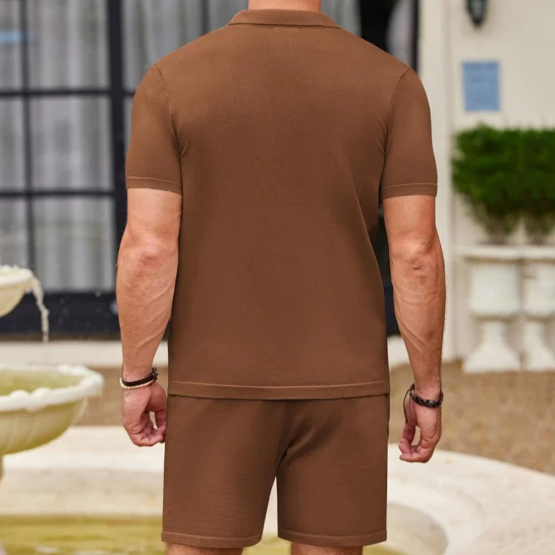 Summer Male Ice Silk Short-sleeved Two-piece Set Business Casual Men's Suit Men's Clothing High Quality Men's Two-piece Set Gym view 3