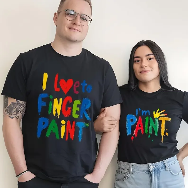 I Love To Finger Paint Printed Women's T-shirt Funny Artist Graphic Tee Creative Painting Lover Top for Art Enthusiasts T-shirt