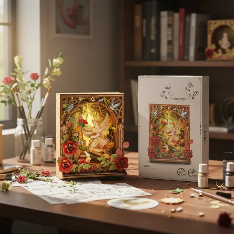 

2025 Fairy Piano House 3D Wooden Book Building Blocks Creative Desktop Assembly Ornament Gift birthday Halloween Christmas gifts