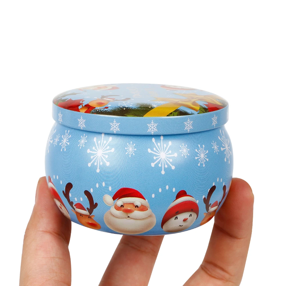 6pcs Xmas Round Candle Tins Christmas Tin For Wax Soy Candle Making Jar Gifts