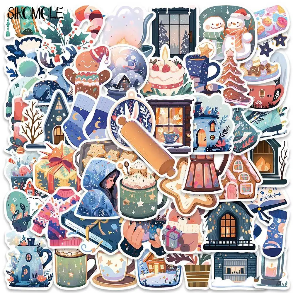 10/30/50PCS Winter Happy Life Cartoon Stickers Christmas Kawaii DIY Travel Luggage Guitar Fridge Laptop Graffiti Sticker Kids