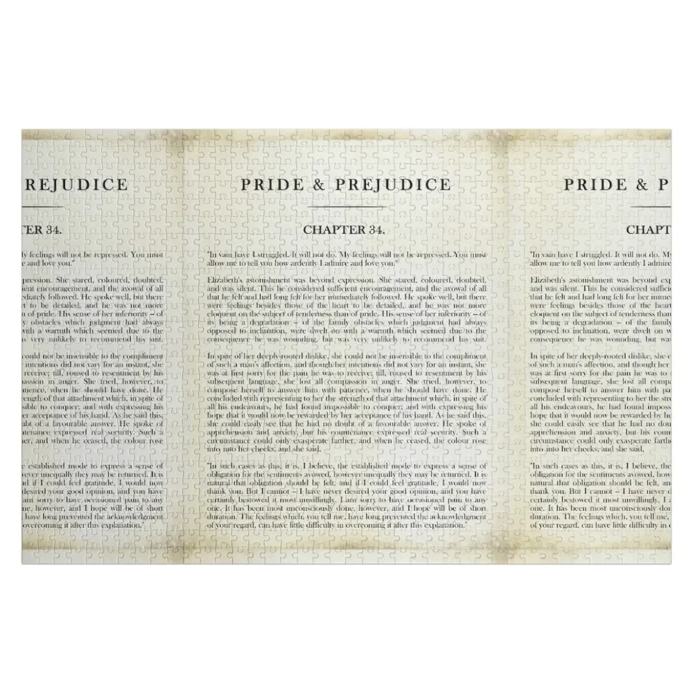 

Pride & Prejudice by Jane Austen - Mr. Darcy: how ardently I admire and love you. - vintage book page Jigsaw Puzzle