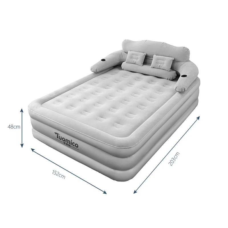 PVC opblaasbaar matras met kussen voor thuis buiten kamperen rust slaapbed auto luchtkussen draagbare opvouwbare luie bankmat