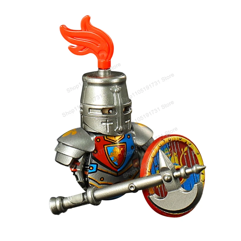

ST3731 Medieval Gold Lion Knights Models Building Blocks round shield axe Accessories Bricks Action Figures Kids for Toys Gifts