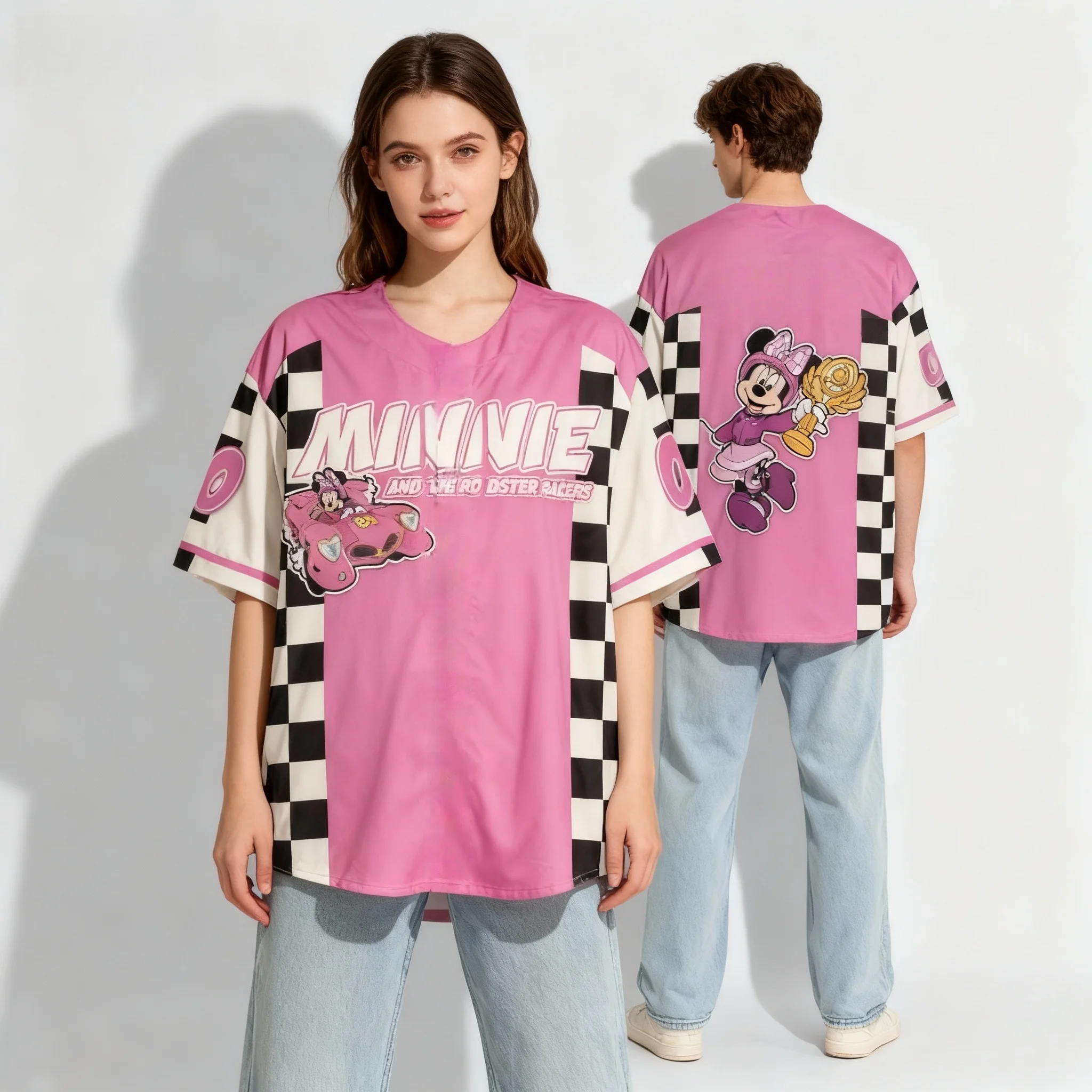 Disney Minion Dumbo Baseball Football Shirt Summer T-shirt Oversized Women's and Men's Adult Trendy Short Sleeves