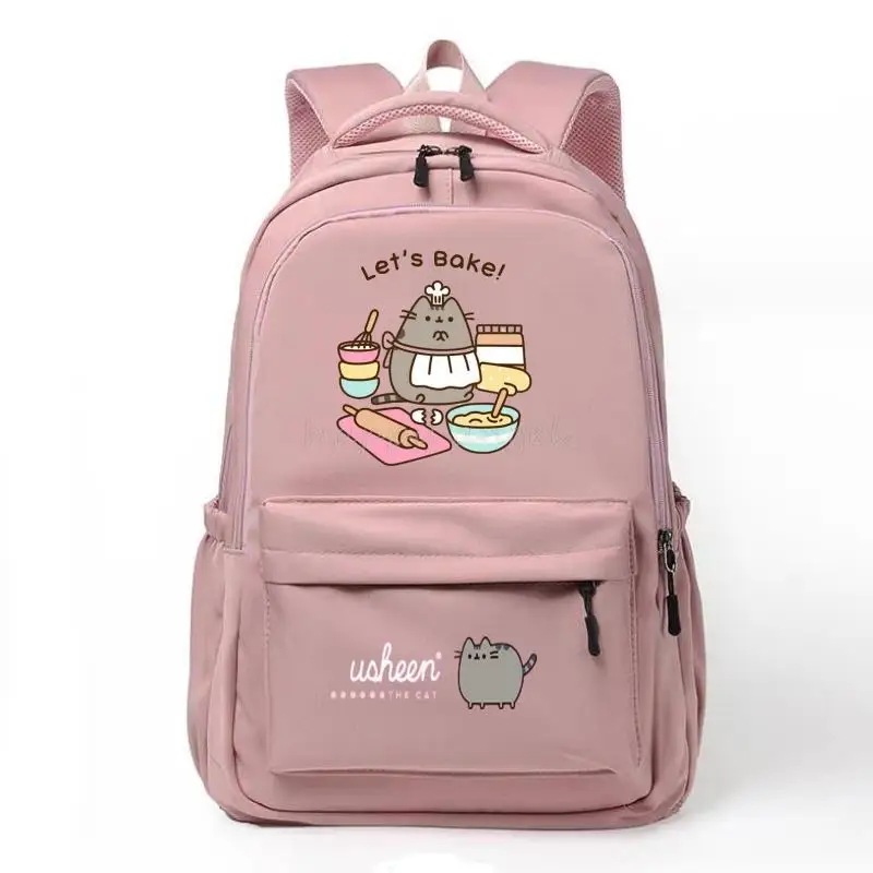 New Fat Cat Backpack Sweet Soft Large Capacity Student Schoolbag College Students Patchwork Laptop Simple Mochilas 4 Color