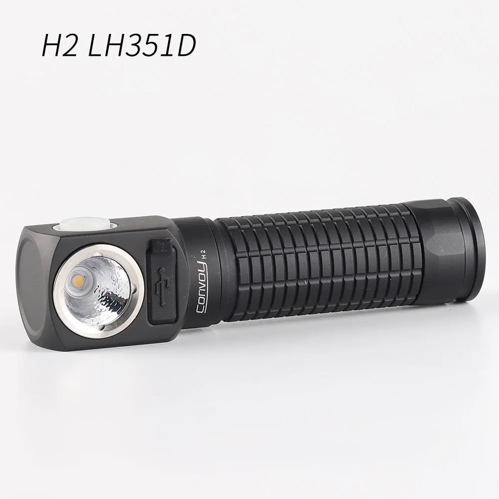 Convoy H2 Flashlight with LH351D Led Lanterna+Headlight 18650 Headlamp High Powerful Torch Fishing Head Light Type-c Port