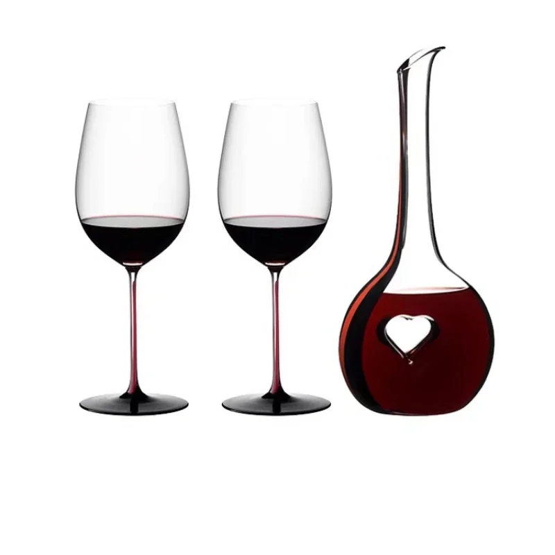 Handmade crystal decanter, red wine glass 2 set, high-end gift.